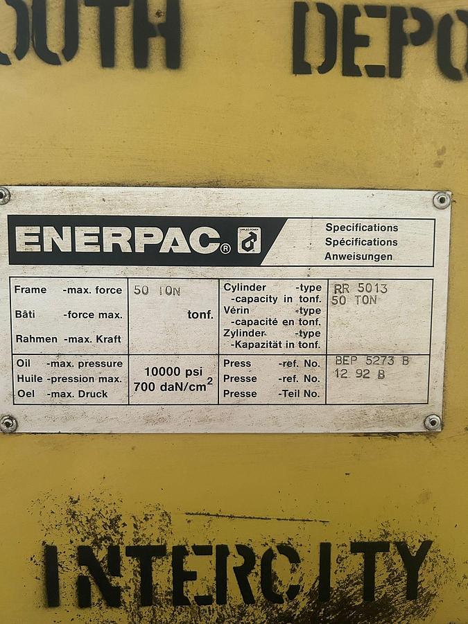 Used Enerpac RR5013 50ton ‘H’ Frame Hydraulic Workshop Press