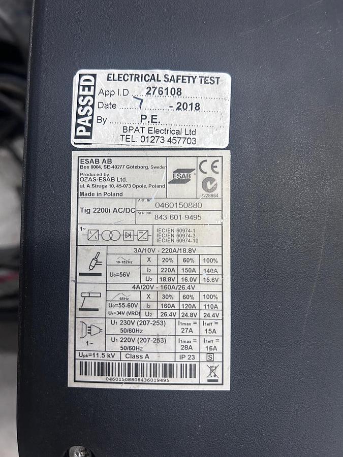 Used ESAB 2200i AC/DC Tig Welder