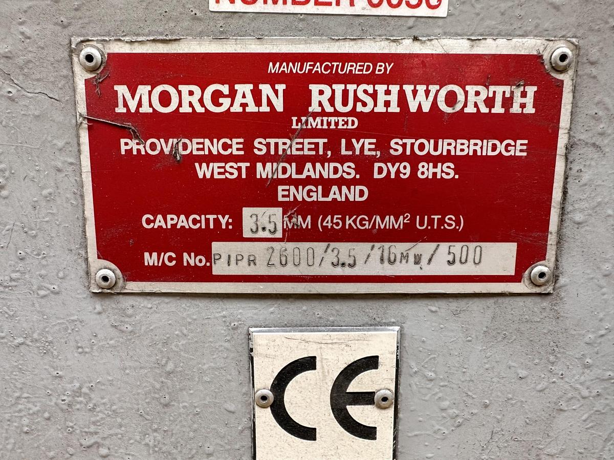 Used Morgan Rushworth PIPR 2600/3.5 Power Initial Pinch Bending Rolls