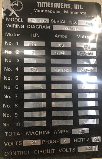 Used TIMESAVERS 337-1AD, 36" ABRASIVE PLANER, W/PUMP (HYDRAULIC FEED)