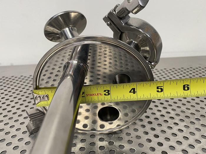 Used Stainless Steel 4" Sanitary Fitting Cap w/ 21" Dip Tube & Outlets/Inlets