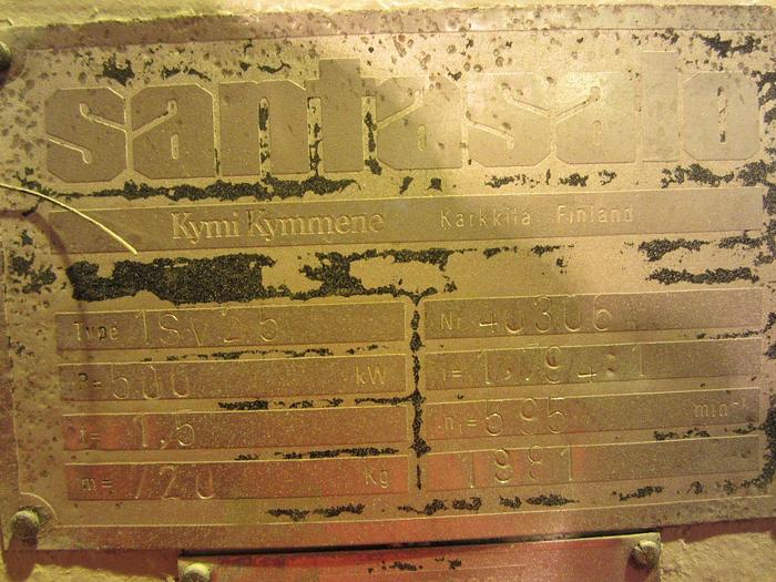 Used EMERSON CLAFLIN 303 CONICAL REFINER 500 KW (670 HP) 100-400 TPD