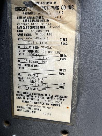 Used 2004 Western Star 4900 Tri-Axle Dump Truck #5618