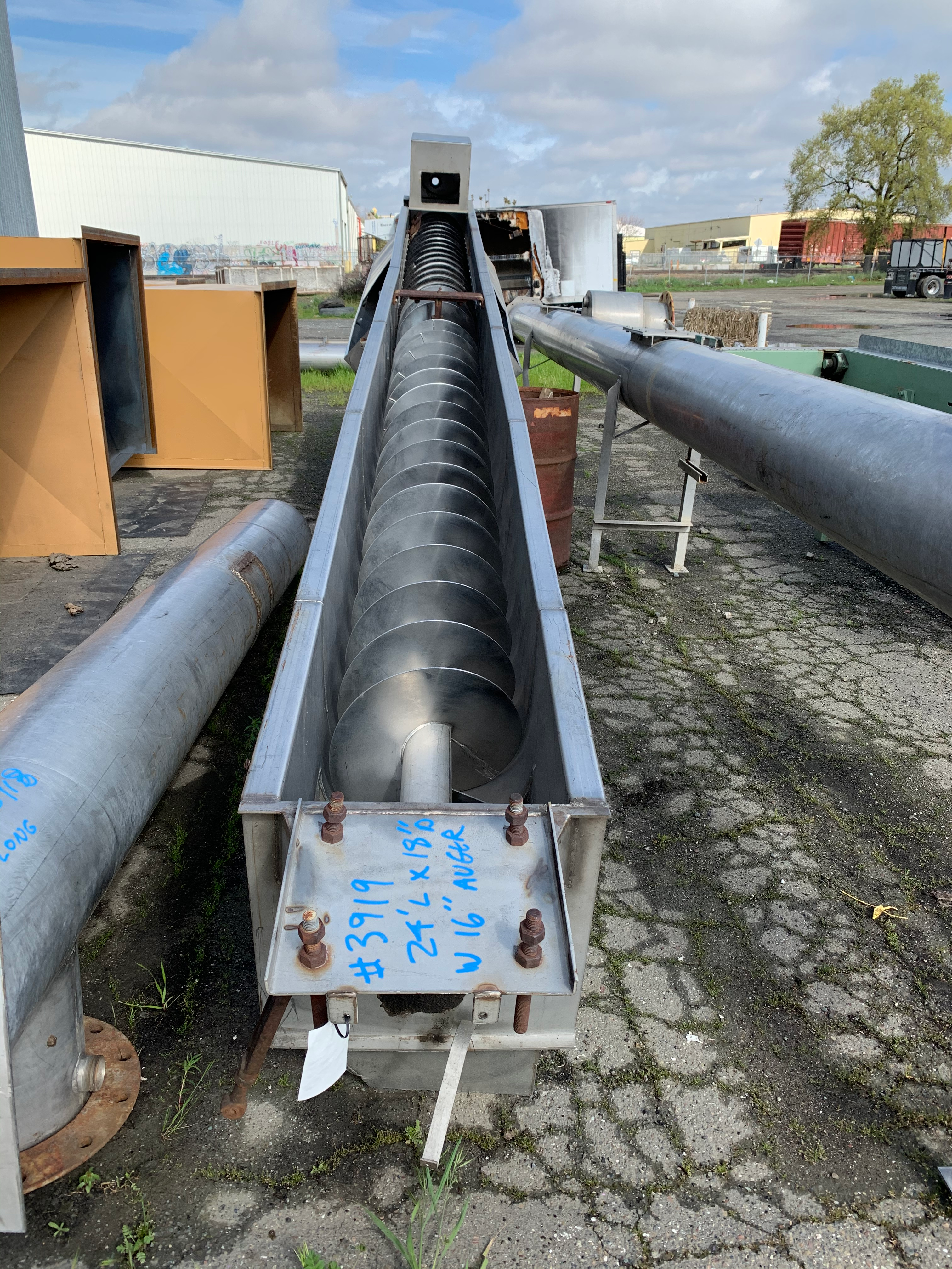 Valley Foundry Stainless Steel Auger Screw Auger Conveyor 24' Long x 16" Diameter