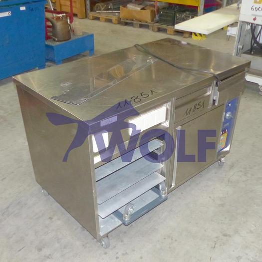 Used Stainless steel work table ELEKTROLUX THERMA - with warming cabinet and 4 sockets.