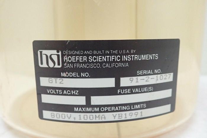 Used Hoefer Scientific HSI GT2 GT Series Gel Electrophoresis Unit w/ Cover & Cords