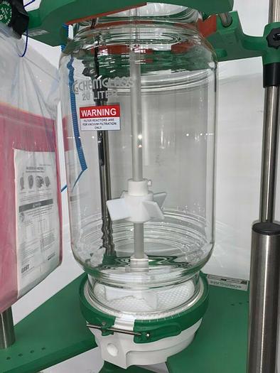 Used Chemglass 20 Liter Glass Reactor w/ Overhead Stirrer & Digital Temp Monitor