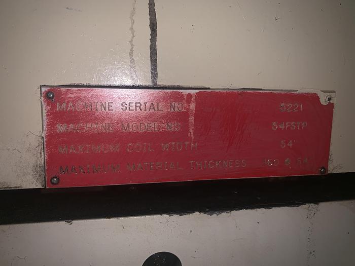 Used 54" International Controls Feeder/Straightener Combo Coil Feedline