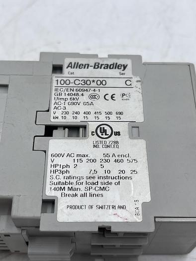 Used Allen-Bradley 100-C30*00 Ser C