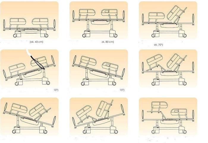 Used Set of 50 x Electric hospital bed Stiegelmeyer Vitano with mattress