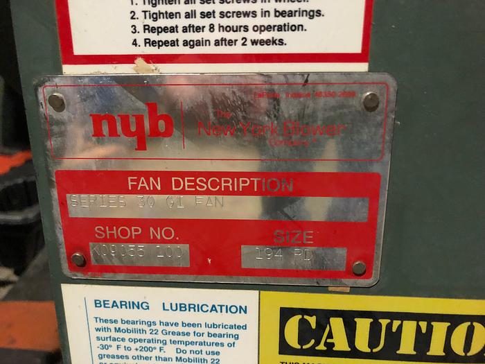 Used NEW YORK BLOWER COMAPNY FAN SERIES 30 GI FAN (5 Available)