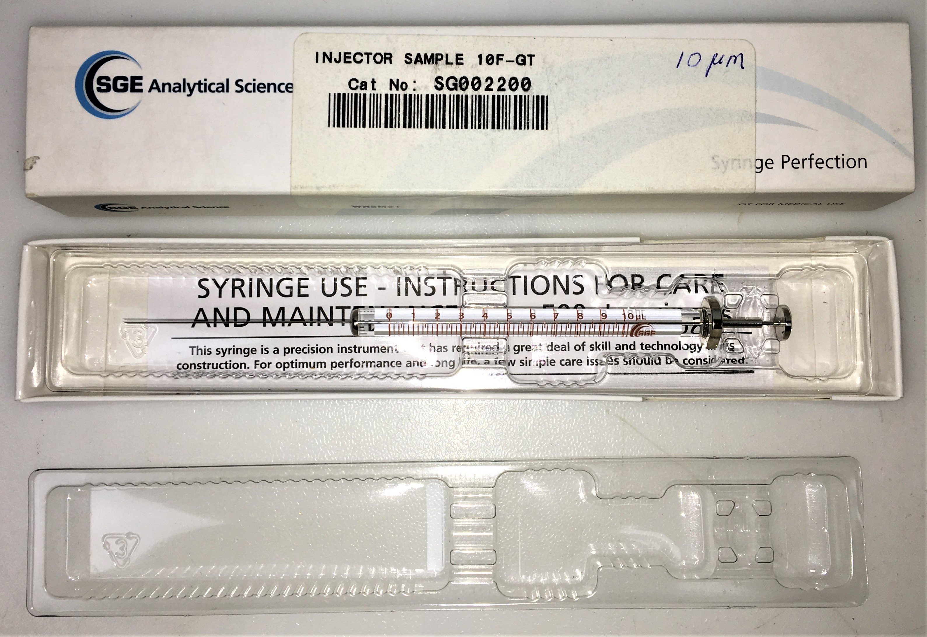 New Open Box SGE 10F-GT (002200) GasTight Injection Syringe - 10μL