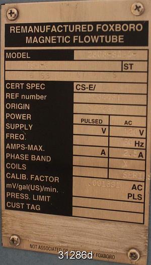 Unused Foxboro 2808-SABA TSA-G 8" Magnetic Flowtube #31286