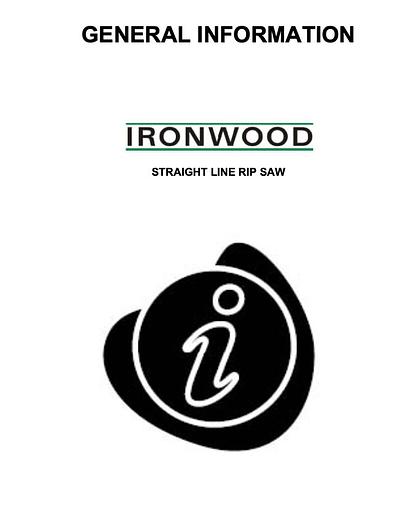 Used 2019 Ironwood SLR305 Straight Line rip Saw