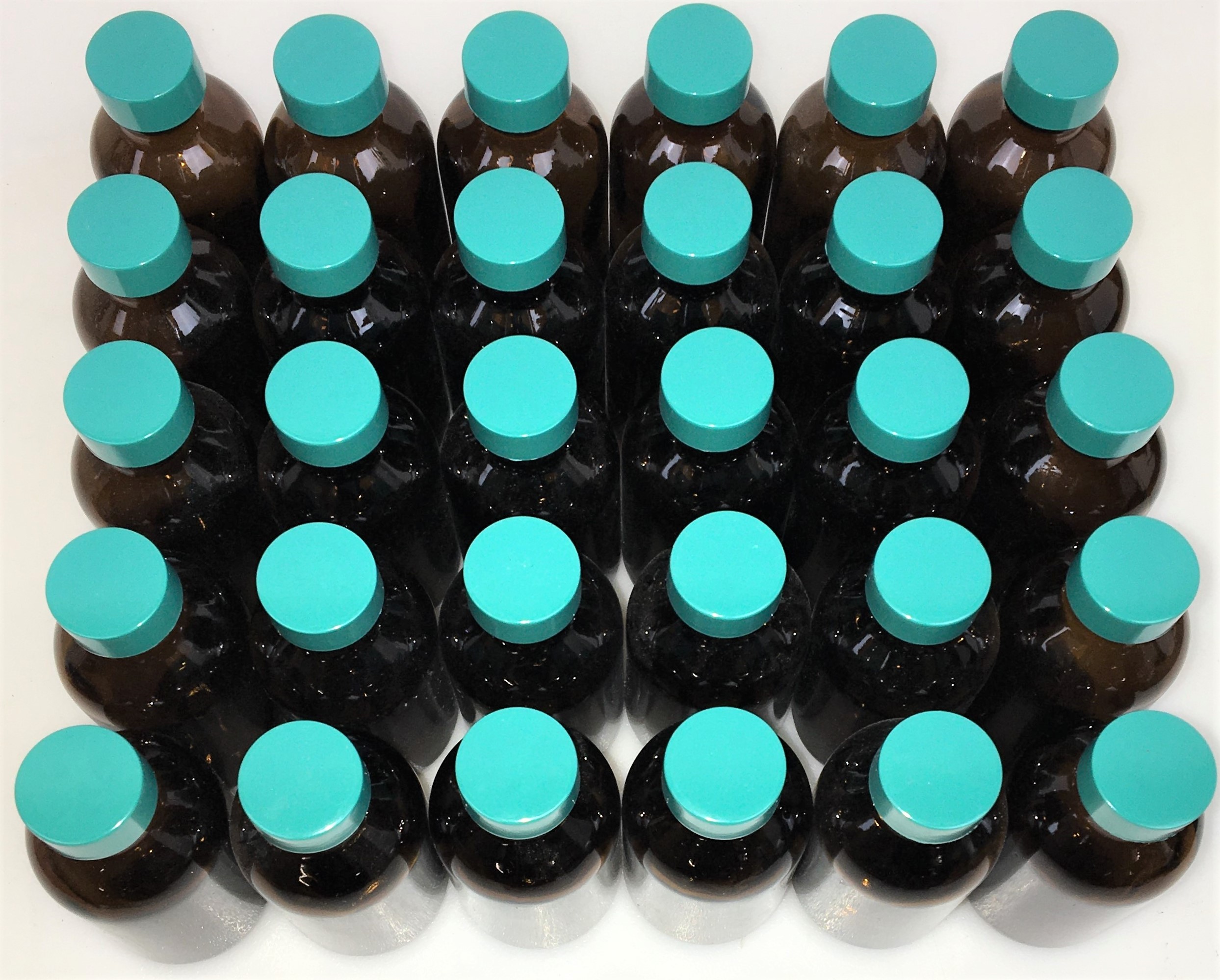 New Open Box Qorpak Amber Boston Round Bottle with Screw-Cap - 60mL (Box of 24)