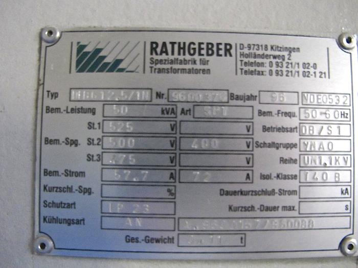 Gebraucht RATHGEBER Transformator DFBG 12.5/1N