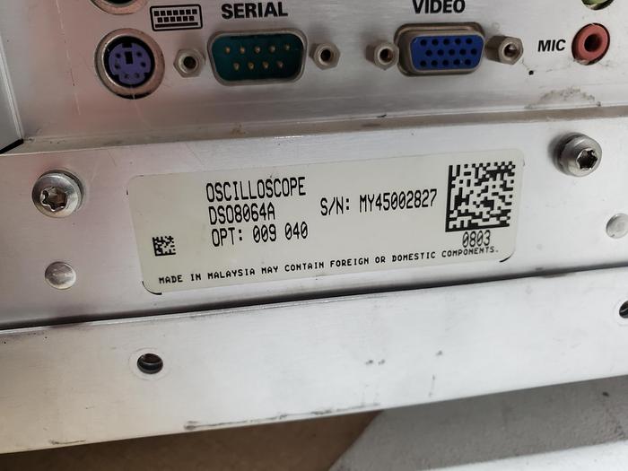 Used Agilent DSO8064A Infiniium Oscilloscope: 600 MHz 4 channels (X2)