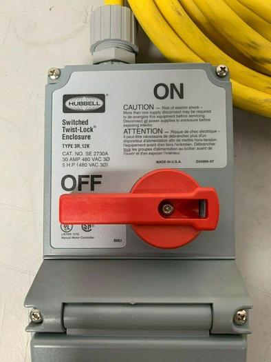 Used Hubbell SE 2730A Switched Twist-Lock Enclosure w/ Arktite Plug