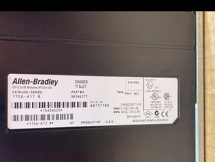 Used Allen-Bradley 1756-PB72 Ser C 1756-A17 Ser B 