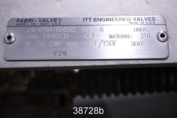 Used Fabri 6" Hand Operated Knife Gate Valve #38728