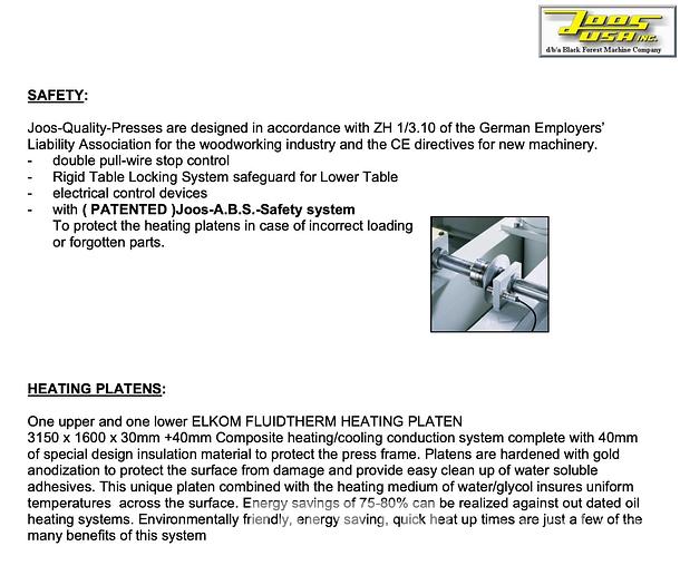 Used 2020 Joos  HP 120 OP Hot Press