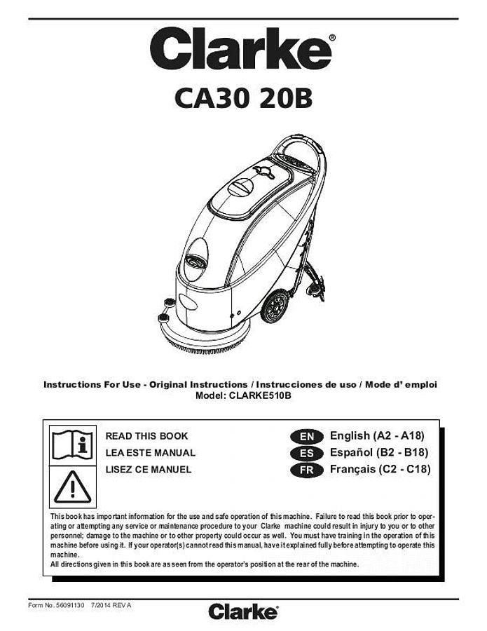 CLARKE CA30 20B 20INCH SCRUBBER