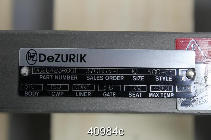 Unused Dezurik 10" Hand Operated Knife Gate Valve #40984