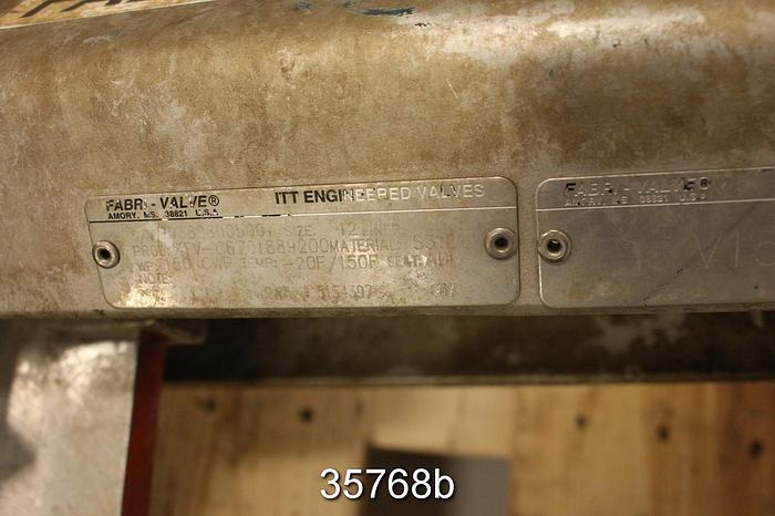 Used Fabri 12" Hand Operated Knife Gate Valve #35768