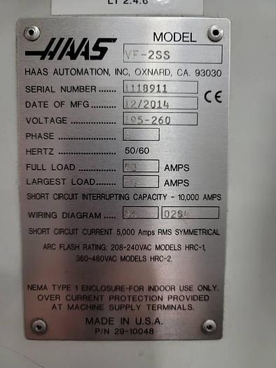 Used 2014  HAAS  VF-2SS CNC Vertical Machining Center