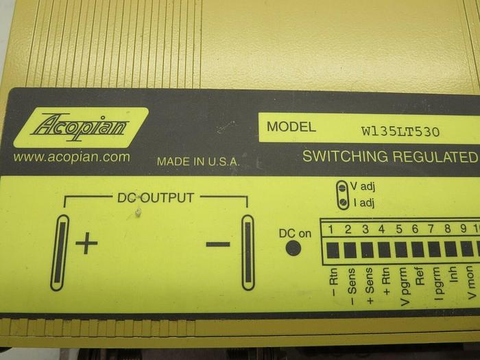 Used Acopian, W135LT530,DC Power Supply,Output:135 VDC,5.3 AMPS,Regulated, Switching