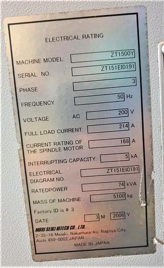 Used 2006 MORI SEIKI ZT-1500Y