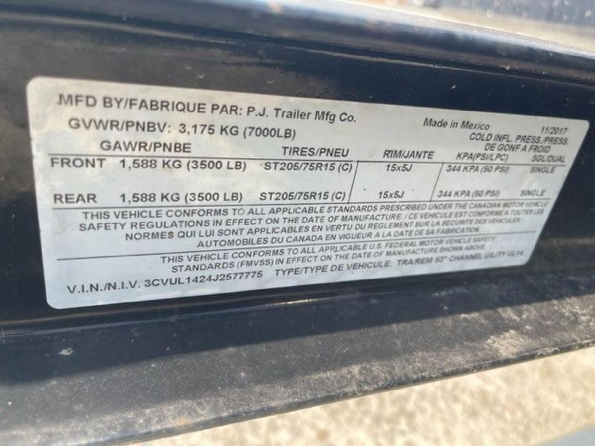 Used 2018 PJ Trailers 83x14 UTILITY TA BP