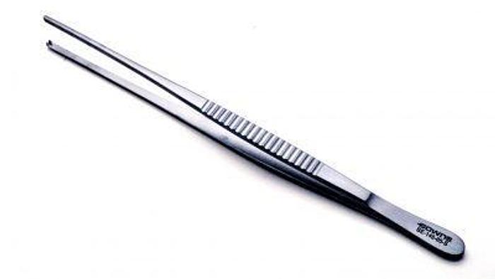 Used Forceps Tissue Dissecting Treves 1 in 2 Teeth 250mm (10in) AESCULAP BE-145-05-S