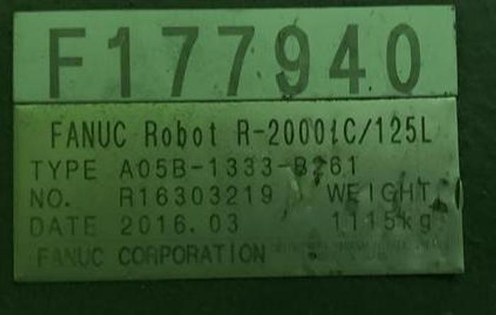 Used FANUC R2000iC/125L 6 AXIS CNC ROBOT WITH R30iB CONTROLLER, IR VISION, 125KG X 3,100 MM H REACH