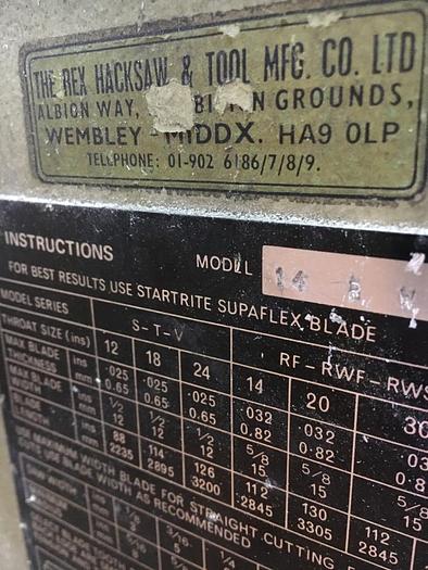 Used Startrite 14 RWF Vertical Bandsaw