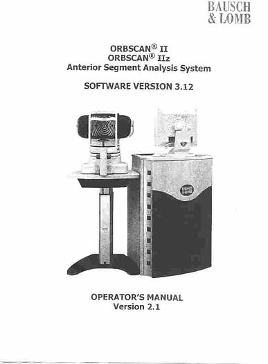 Refurbished Bausch and Lomb Orbscan IIz Topographer