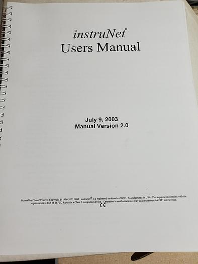 Used Omega User's Guide/Manual Instru Net Analog/Digital Input/Output System