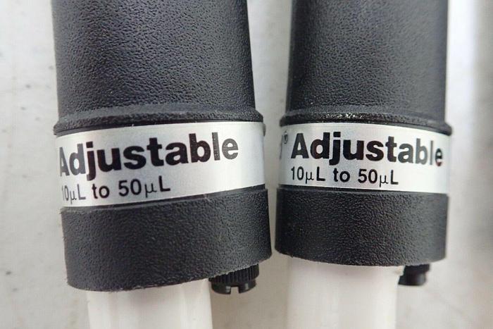 Used Lot of 6 Fisher Brand 10-50 µL, 40-200 µL, 200 µL - 1 mL Adjustable Pipettes