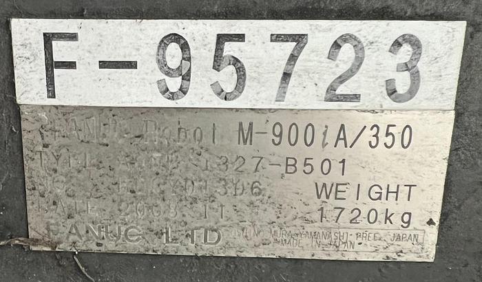 Used FANUC M900iA/350 6 AXIS ROBOT WITH R30iA CONTROLLER AND SERVO SPOT WELD GUN