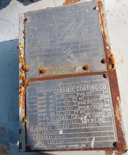 Used Reactor, 1,000 Gallon, G/L, 100 PSI, Jkt, Pfaudler, S731115 #S731115