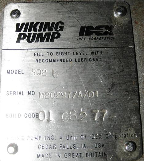 Used Pump, Positive, Viking, Mdl SQ2L, S/st, 2 HP, 1.5" #L742387