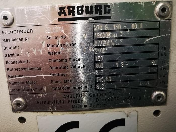 Used 2001 ARBURG 270 S 150-60 U - ALLROUNDER