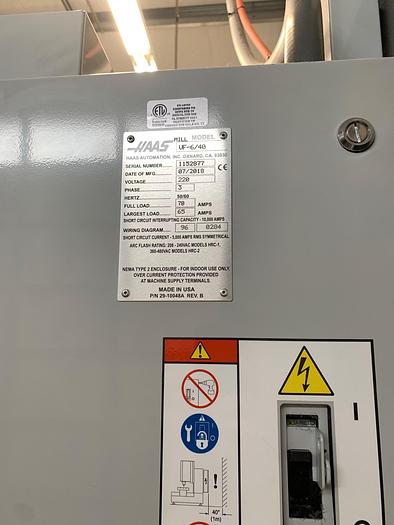 Used 2018 HAAS VF-6 4-Axis CNC Vertical Machining Center