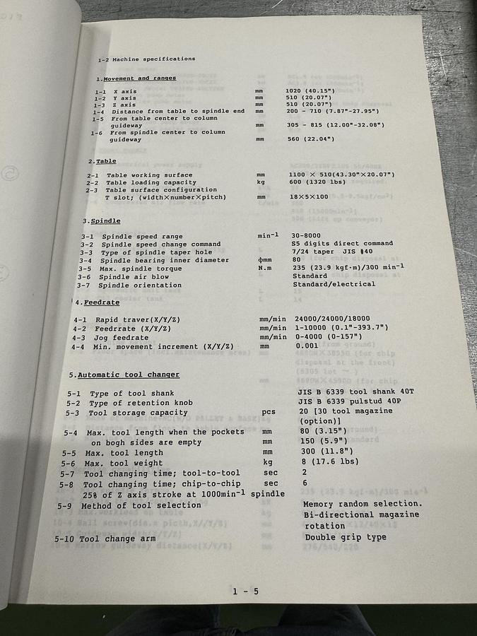 Used 1994 MATSUURA MC-1000VF