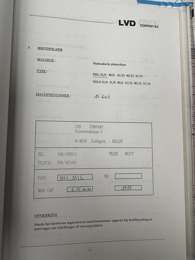 Used 1988 LVD HSL 31/16