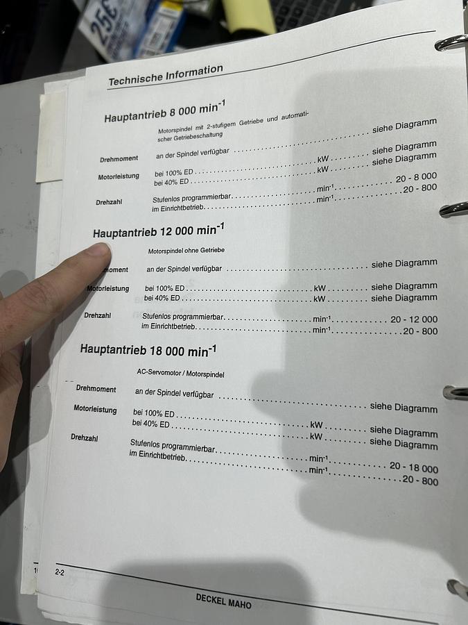 Used 1999 DECKEL MAHO DMU80P
