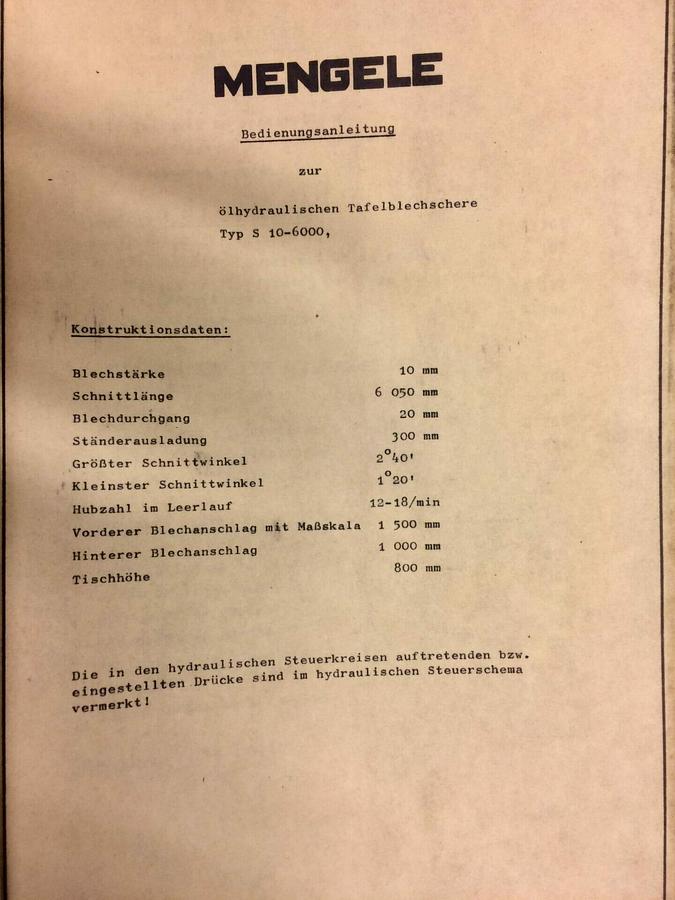 Gebraucht 1980 MENGELE S10-6000