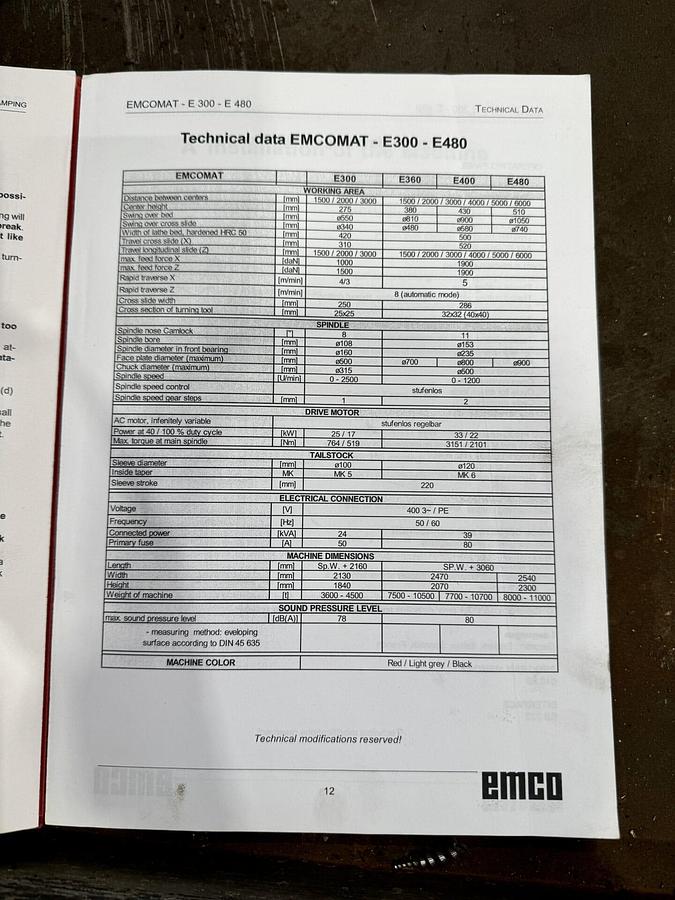 Used 2007 EMCO EM300x2000 CNC Turning Centre
