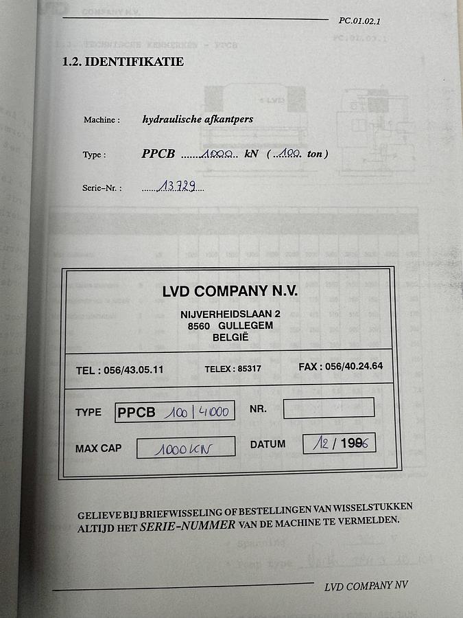 Used 1987 LVD PPCB 100/40MNC