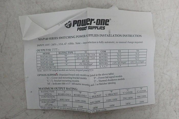 Used Power-One MAP140-1024 Power Supply